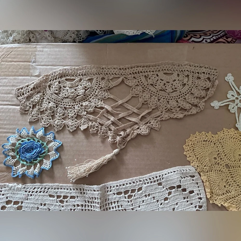 Handmade Crochet Doilies etc lot of 7 Vintage
